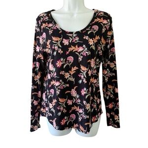 LOFT Vintage Soft Floral Scoop Neck Long Sleeve Tee